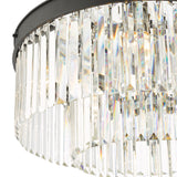 Dar Celeus 6 Light Flush Chandelier Anthracite & Crystal