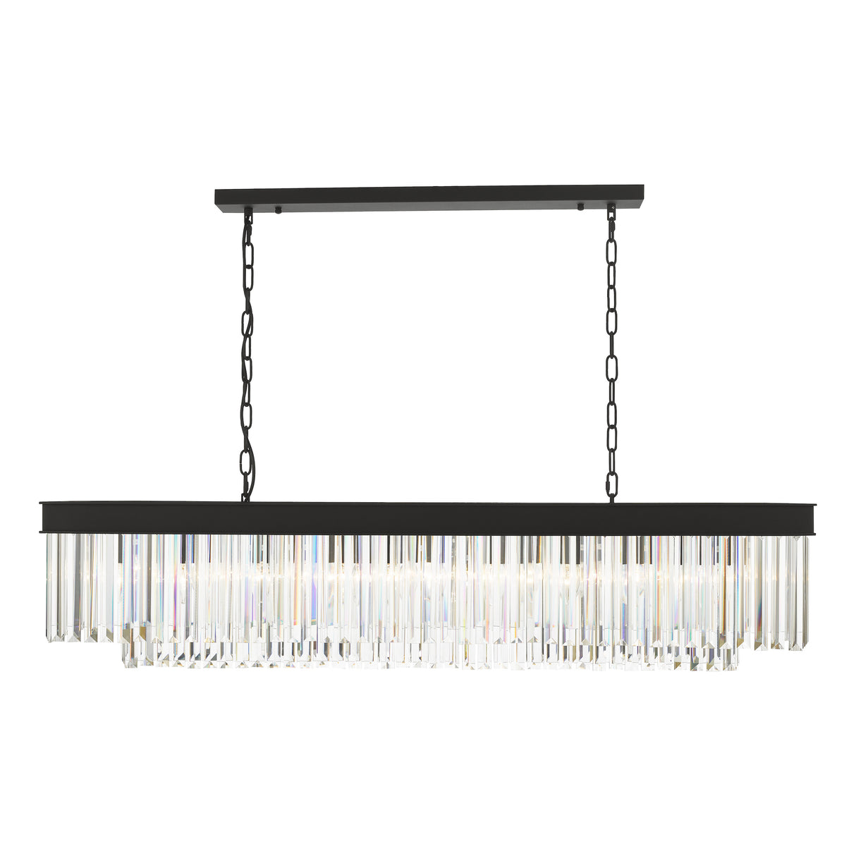 Dar Celeus 6 Light Bar Pendant Chandelier Anthracite & Crystal