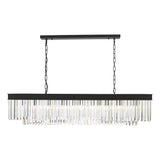 Dar Celeus 6 Light Bar Pendant Chandelier Anthracite & Crystal