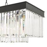 Dar Celeus 6 Light Bar Pendant Chandelier Anthracite & Crystal