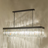 Dar Celeus 6 Light Bar Pendant Chandelier Anthracite & Crystal