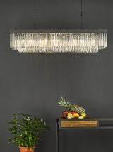 Dar Celeus 6 Light Bar Pendant Chandelier Anthracite & Crystal
