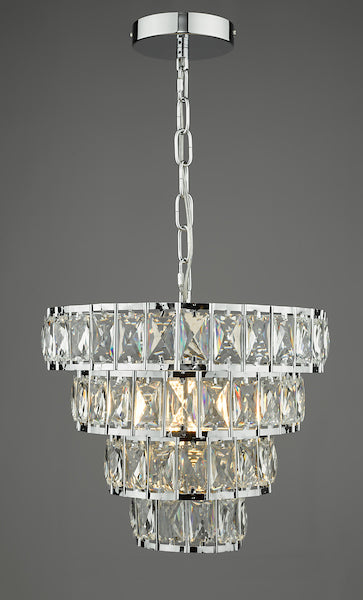 Dar Cerys 4 Tier Small Chandelier Polished Crystal & Chrome –  from Amos Lighting + Home