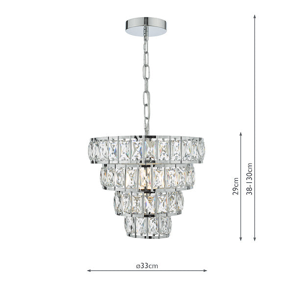 Dar Cerys 4 Tier Small Chandelier Polished Crystal & Chrome –  from Amos Lighting + Home