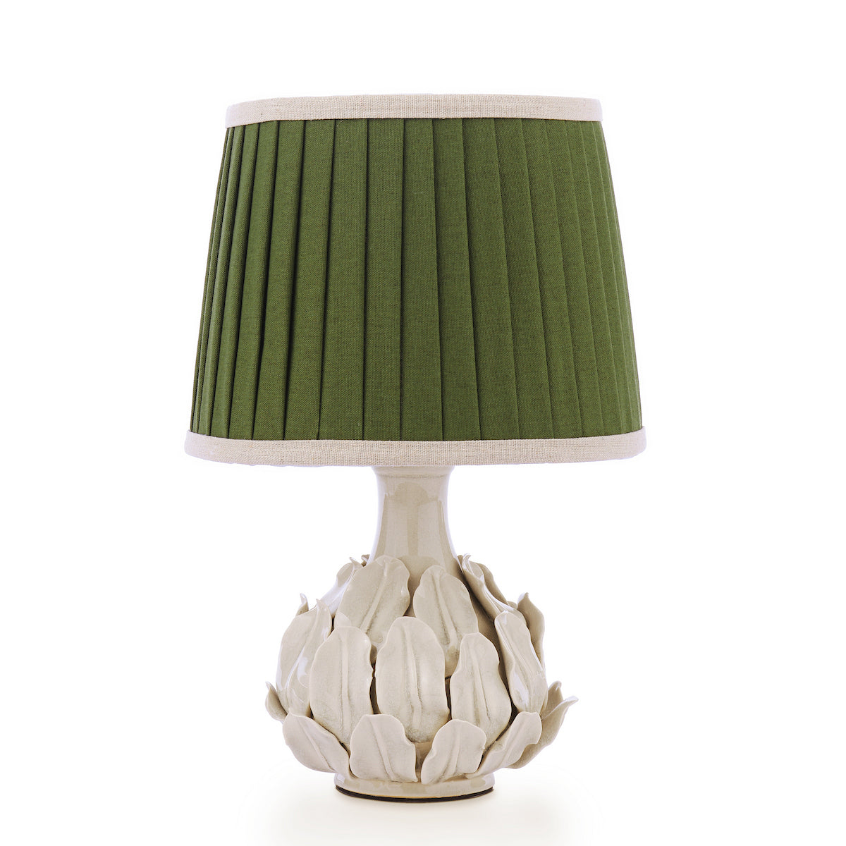 Joules Chatsworth Table Lamp Cream Ceramic With Green Shade