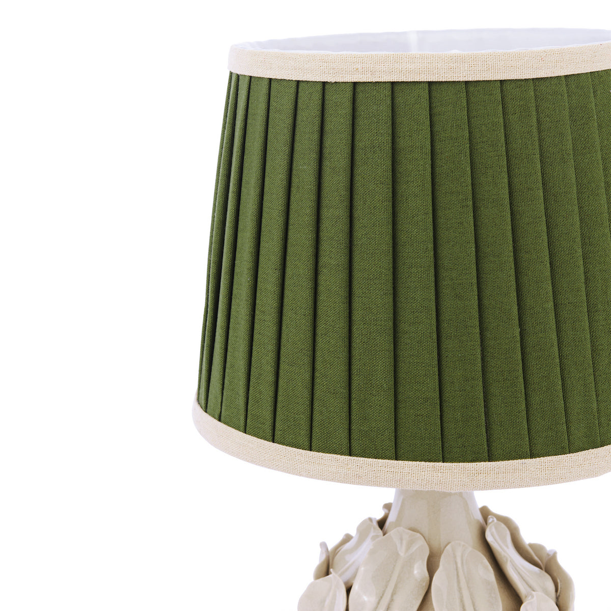 Joules Chatsworth Table Lamp Cream Ceramic With Green Shade