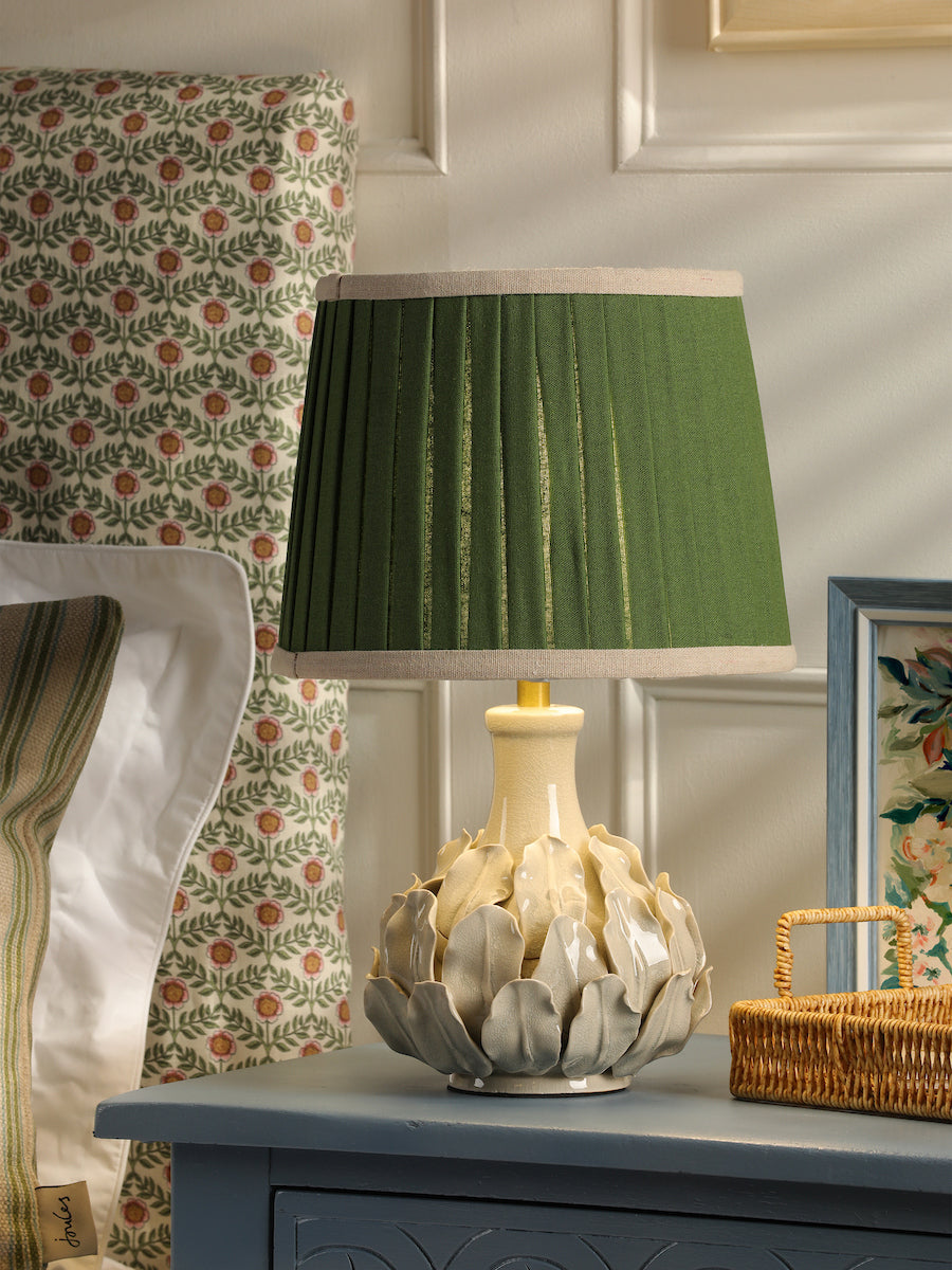 Joules Chatsworth Table Lamp Cream Ceramic With Green Shade