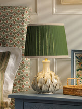 Joules Chatsworth Table Lamp Cream Ceramic With Green Shade