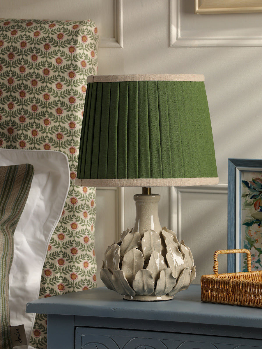 Joules Chatsworth Table Lamp Cream Ceramic With Green Shade