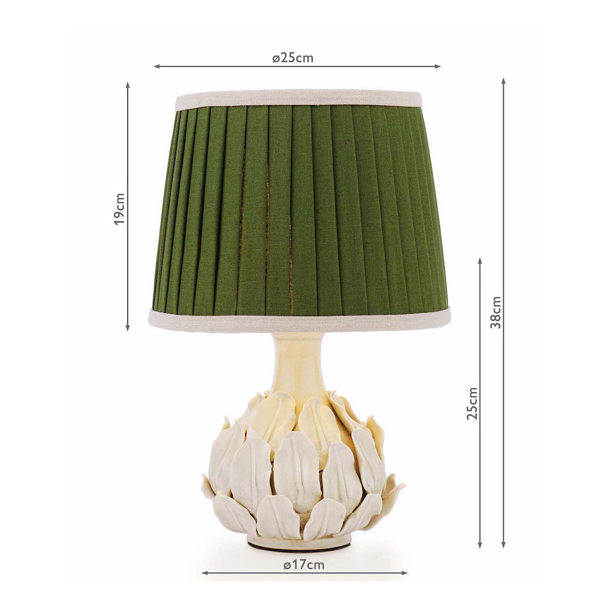 Joules Chatsworth Table Lamp Cream Ceramic With Green Shade