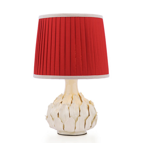 Joules Chatsworth Table Lamp Cream Ceramic With Red Shade
