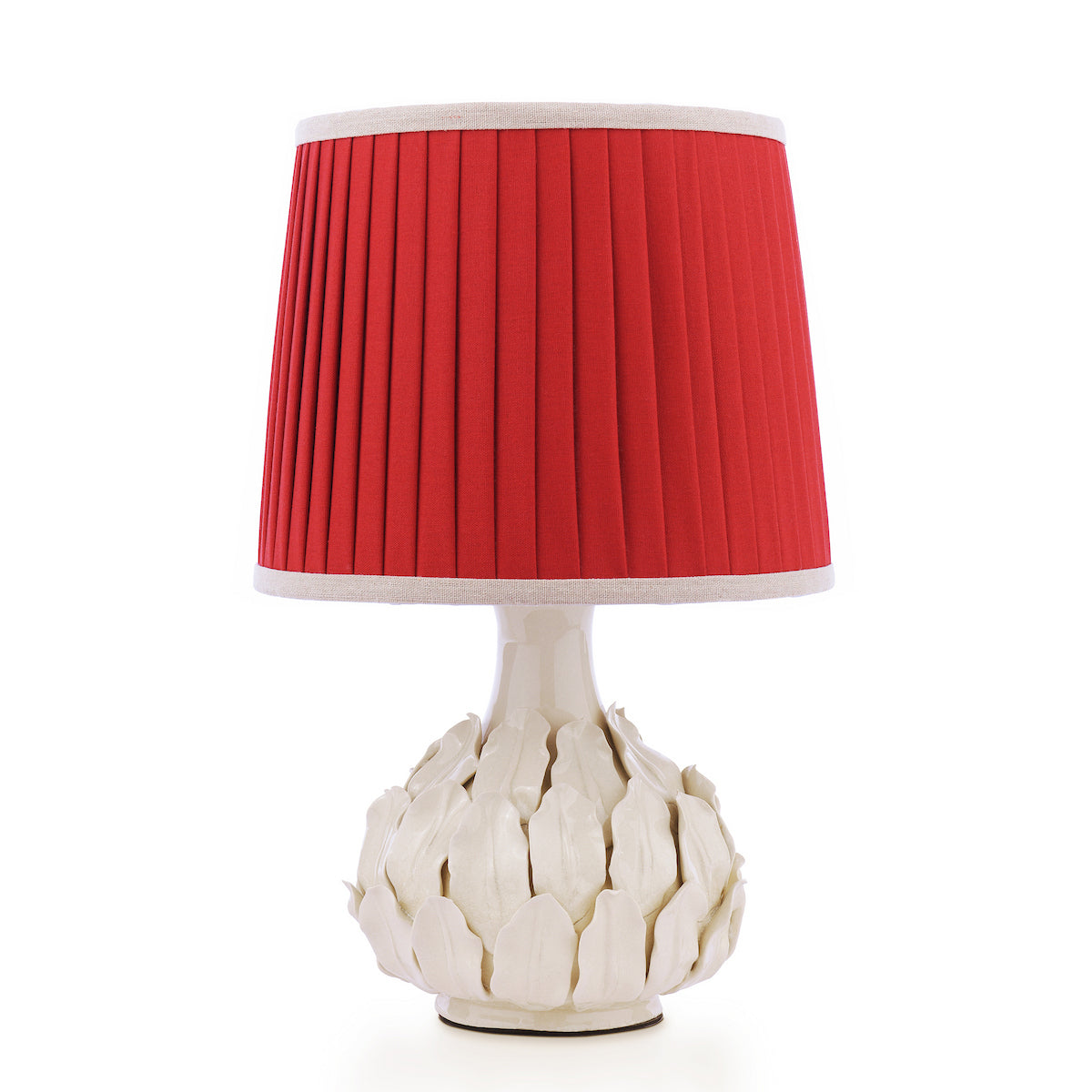 Joules Chatsworth Table Lamp Cream Ceramic With Red Shade