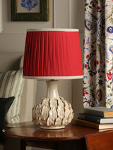 Joules Chatsworth Table Lamp Cream Ceramic With Red Shade