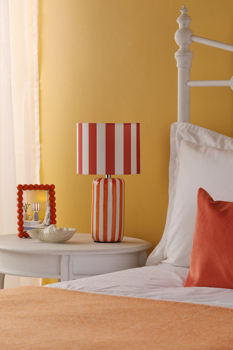 Dar Cicada Table Lamp Orange and Polished Chrome With Shade