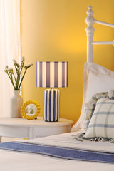 Dar Cicada Table Lamp Blue and Polished Chrome With Shade