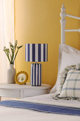 Dar Cicada Table Lamp Blue and Polished Chrome With Shade