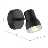 Dar Clint Bathroom Wall Spotlight Matt Black IP44
