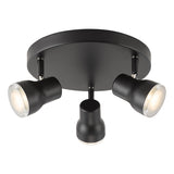Dar Clint 3 Light Bathroom Plate Spotlight Matt Black IP44