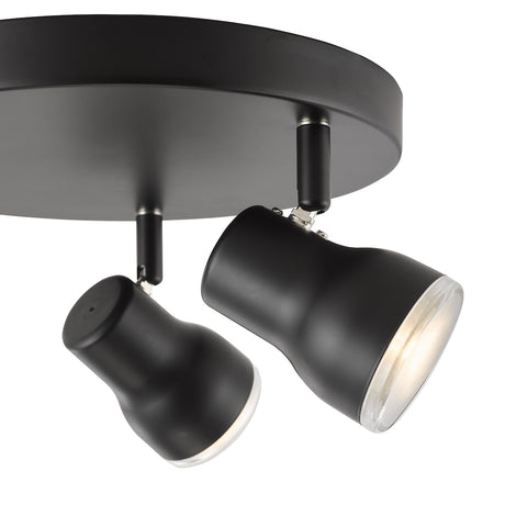 Dar Clint 3 Light Bathroom Plate Spotlight Matt Black IP44