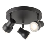 Dar Clint 3 Light Bathroom Plate Spotlight Matt Black IP44
