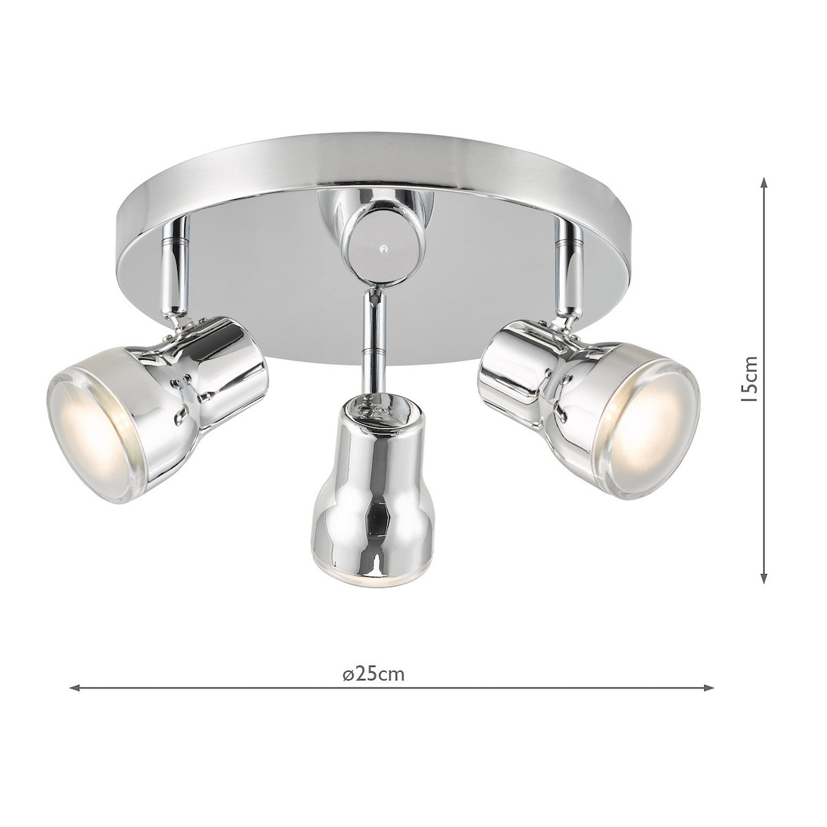 Dar Clint 3 Light Bathroom Plate Spotlight Polished Chrome IP44
