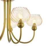 Dar Cognac 5 Light Semi-Flush Satin Gold and Champagne Ribbed Glass