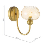 Dar Cognac Wall Light Satin Gold and Champagne Ribbed Glass