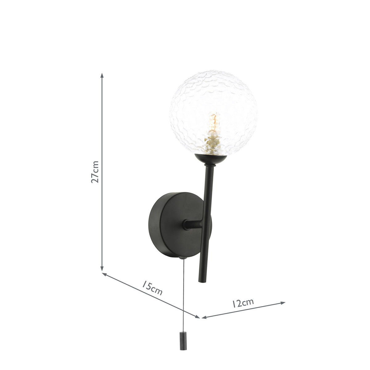 Dar Cohen Wall Light Matt Black and Glass