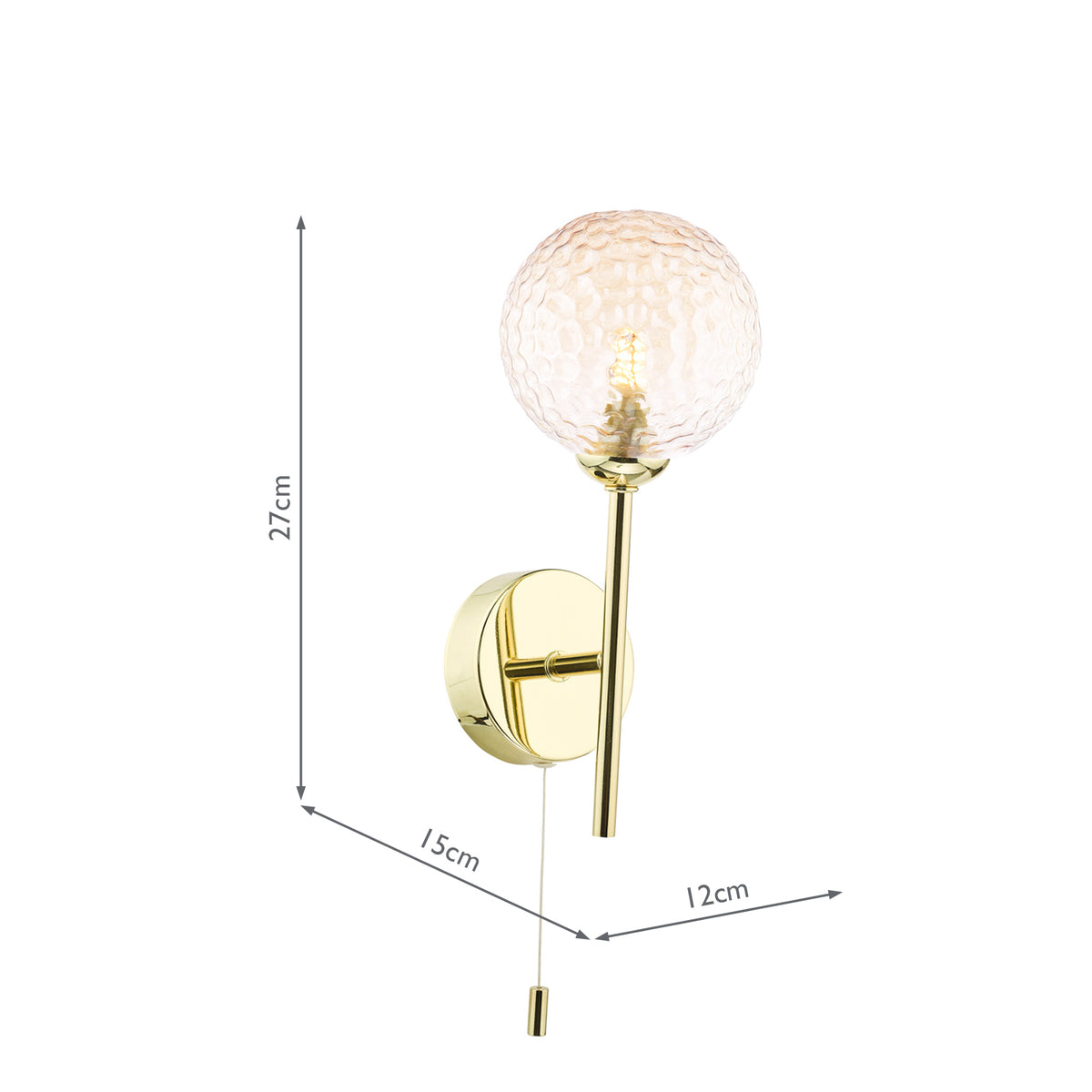 Dar Cohen Wall Light Polished Gold and Amber Glass