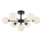 Dar Cohen 7 Light Semi Flush Matt Black Opal Glass –  from Amos Lighting + Home