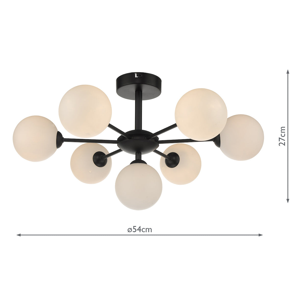 Dar Cohen 7 Light Semi Flush Matt Black Opal Glass –  from Amos Lighting + Home