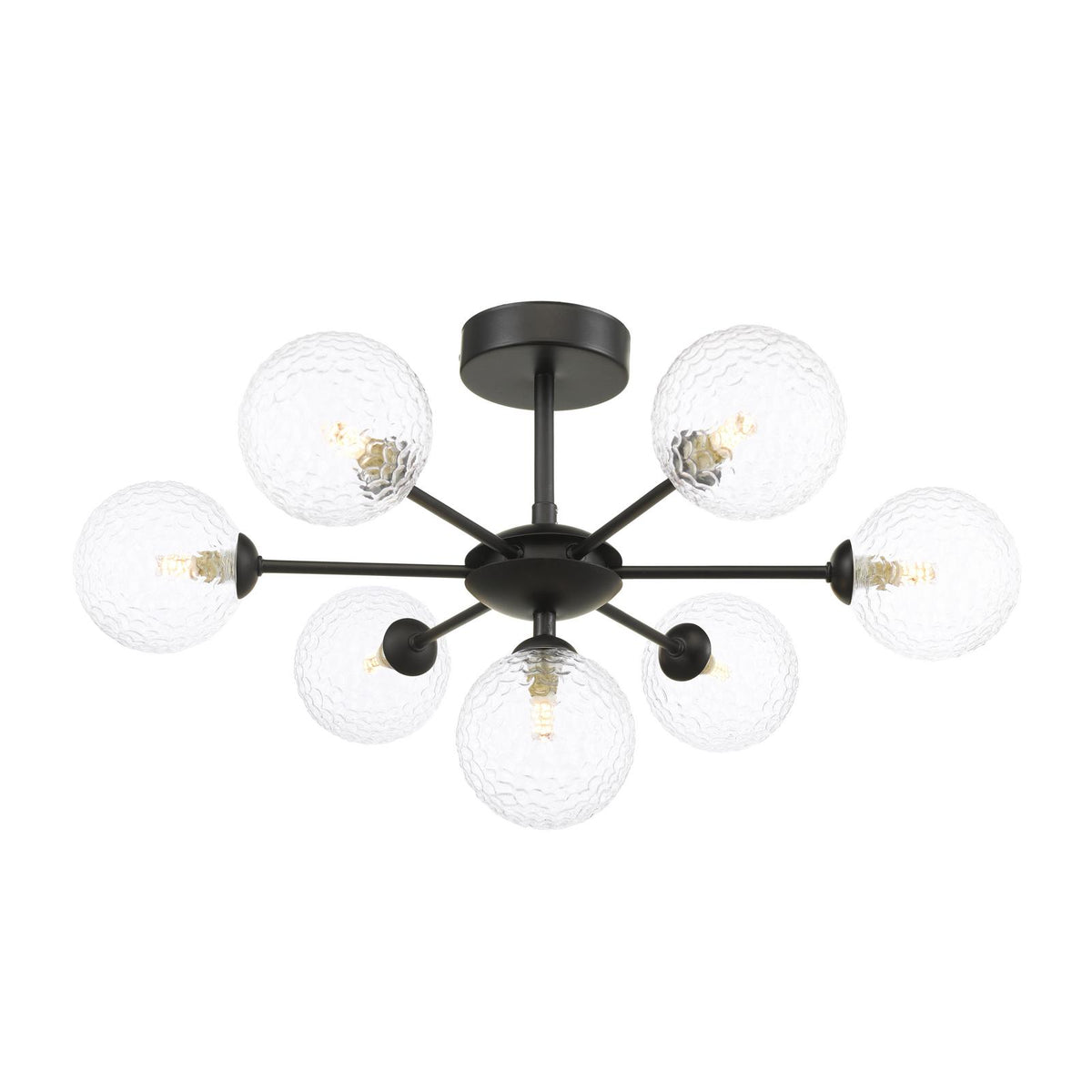 Dar Cohen 7 Light Semi-Flush Matt Black and Glass