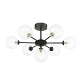 Dar Cohen 7 Light Semi-Flush Matt Black and Glass