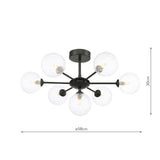 Dar Cohen 7 Light Semi-Flush Matt Black and Glass