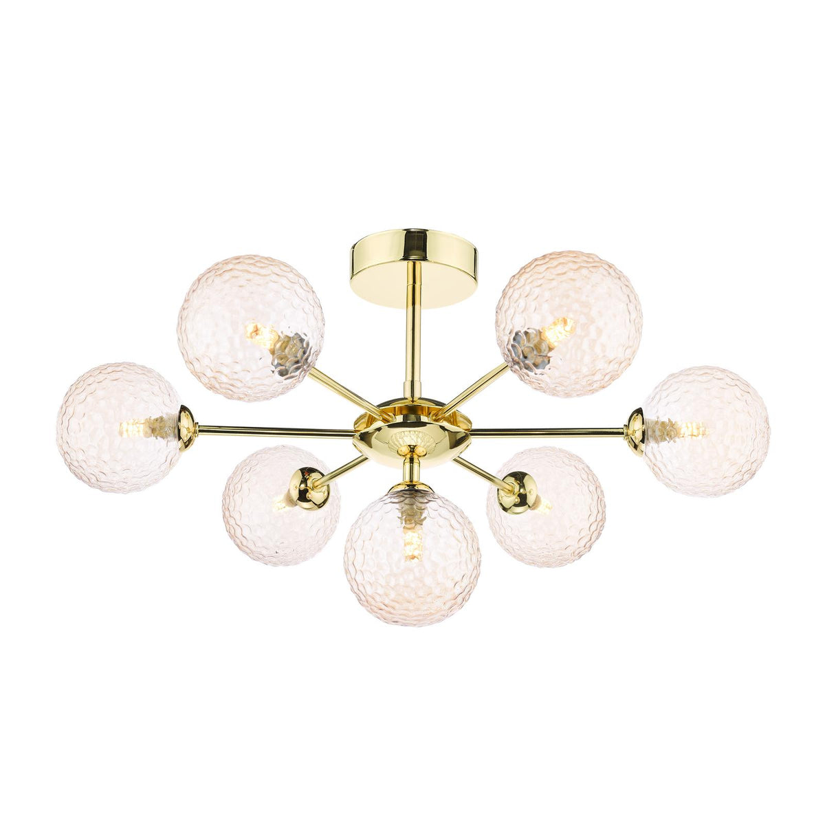 Dar Cohen 7 Light Semi-Flush Polished Gold and Amber Glass