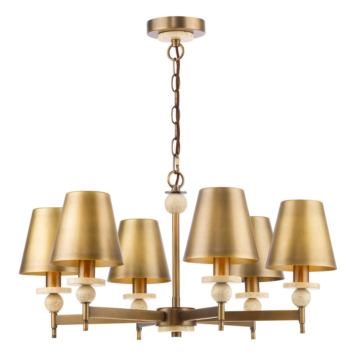 Dar Colenza 6 Light Pendant Antique Bronze and Travertine Fitting Only