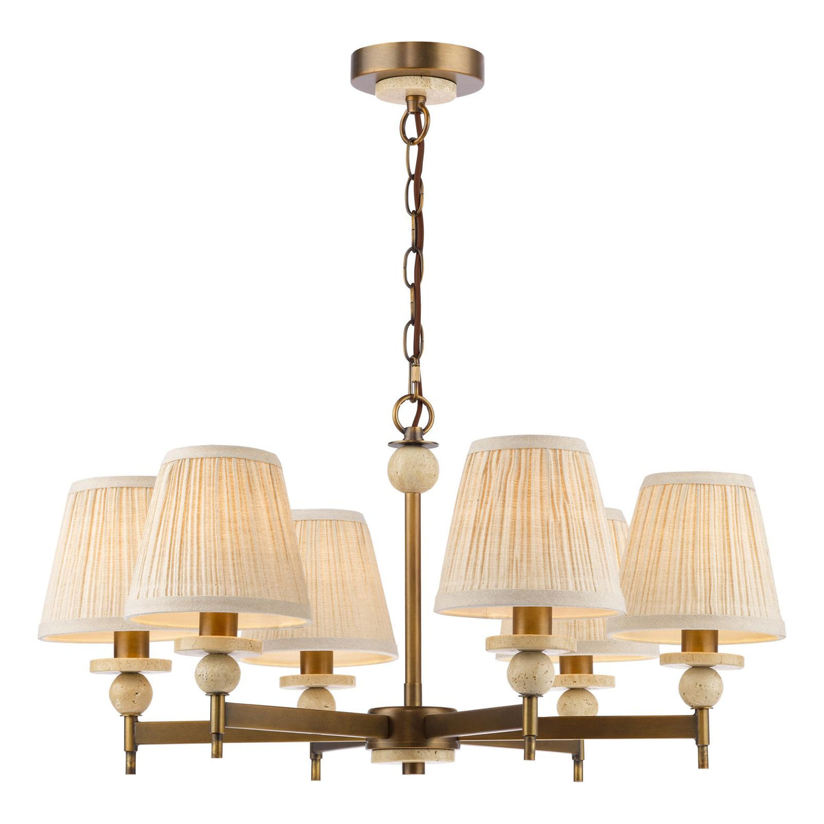 Dar Colenza 6 Light Pendant Antique Bronze and Travertine Fitting Only