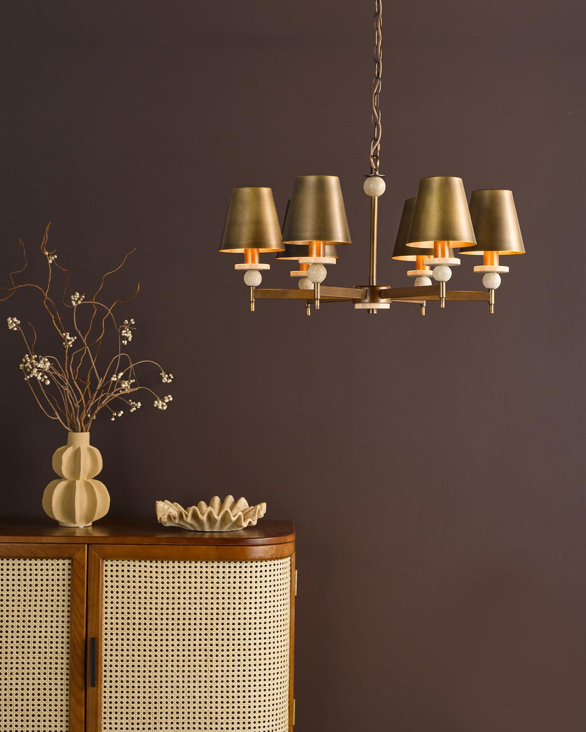 Dar Colenza 6 Light Pendant Antique Bronze and Travertine Fitting Only
