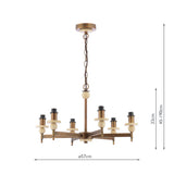 Dar Colenza 6 Light Pendant Antique Bronze and Travertine Fitting Only