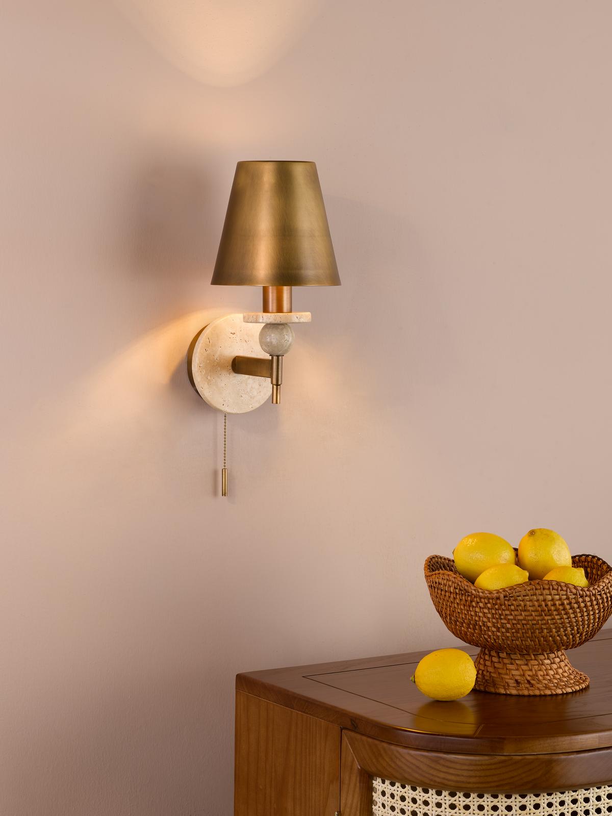 Dar Colenza Wall Light Antique Bronze and Travertine Bracket Only