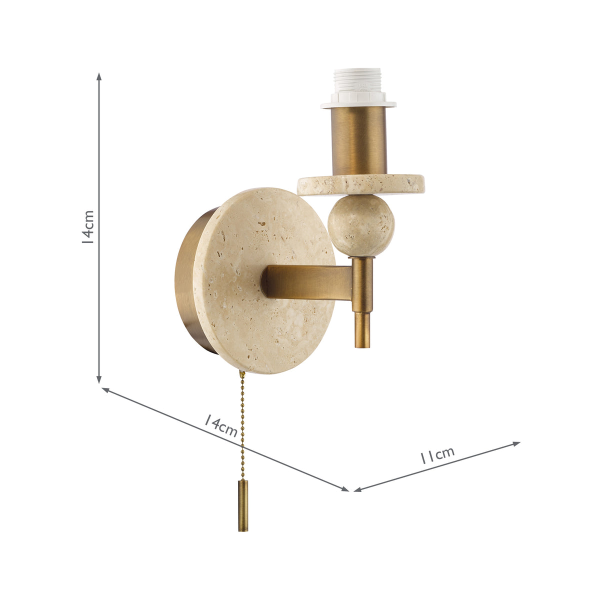 Dar Colenza Wall Light Antique Bronze and Travertine Bracket Only