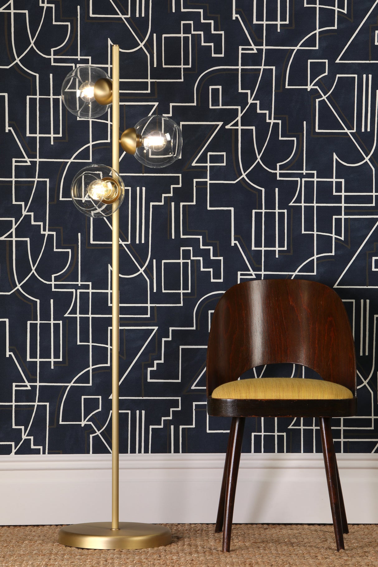 David Hunt Cosmos 3 Light Floor Lamp Brushed Brass