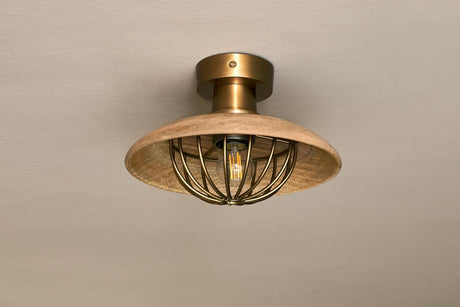 Nkuku Chakai Wood & Metal Flush Ceiling Light