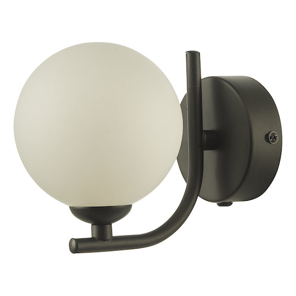 Dar Cradle Wall Light Matt Black & Opal Glass from Amos Lighting + Home