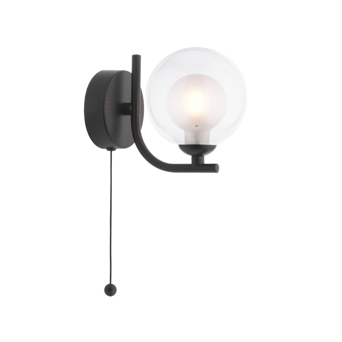Dar Cradle Wall Light Satin Black and Opal Glass