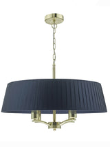 Dar Cristin Pendant Chandelier Satin Brass with Navy Ribbon Shade –  from Amos Lighting + Home