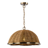 Dar Cusco Pendant Satin Bronze and Dark Rattan Shade