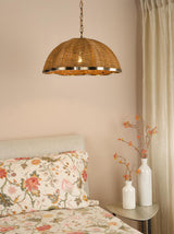 Dar Cusco Pendant Satin Bronze and Dark Rattan Shade