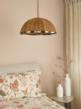Dar Cusco Pendant Satin Bronze and Dark Rattan Shade