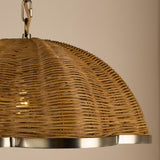 Dar Cusco Pendant Satin Bronze and Dark Rattan Shade